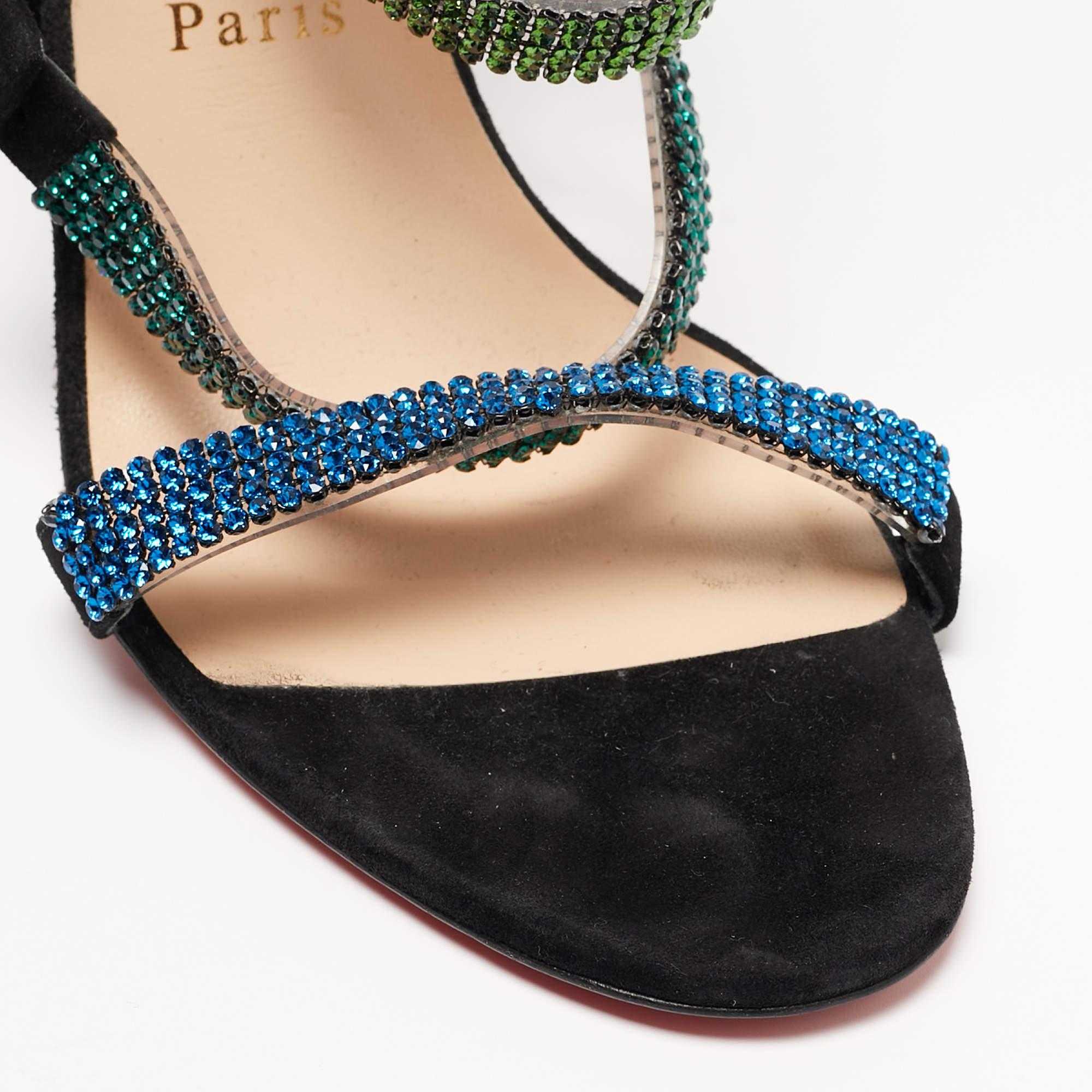 Christian Louboutin Black Suede Raynibo Sandals Size 40 For Sale 3
