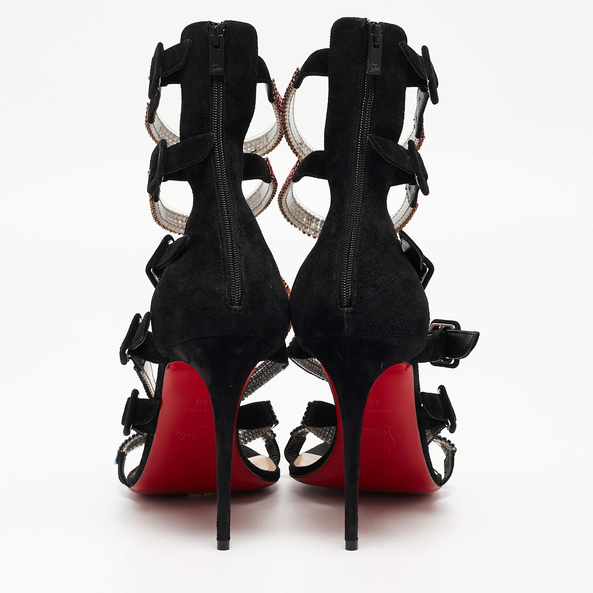 Christian Louboutin Black Suede Raynibo Sandals Size 40 For Sale 4