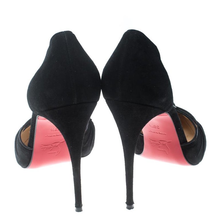 Christian Louboutin Black Suede Riri Knotted Strap Pumps Size 39.5 For