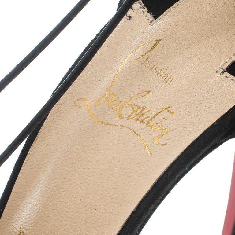 Christian Louboutin Black Suede Riri Knotted Strap Pumps Size 39.5 For