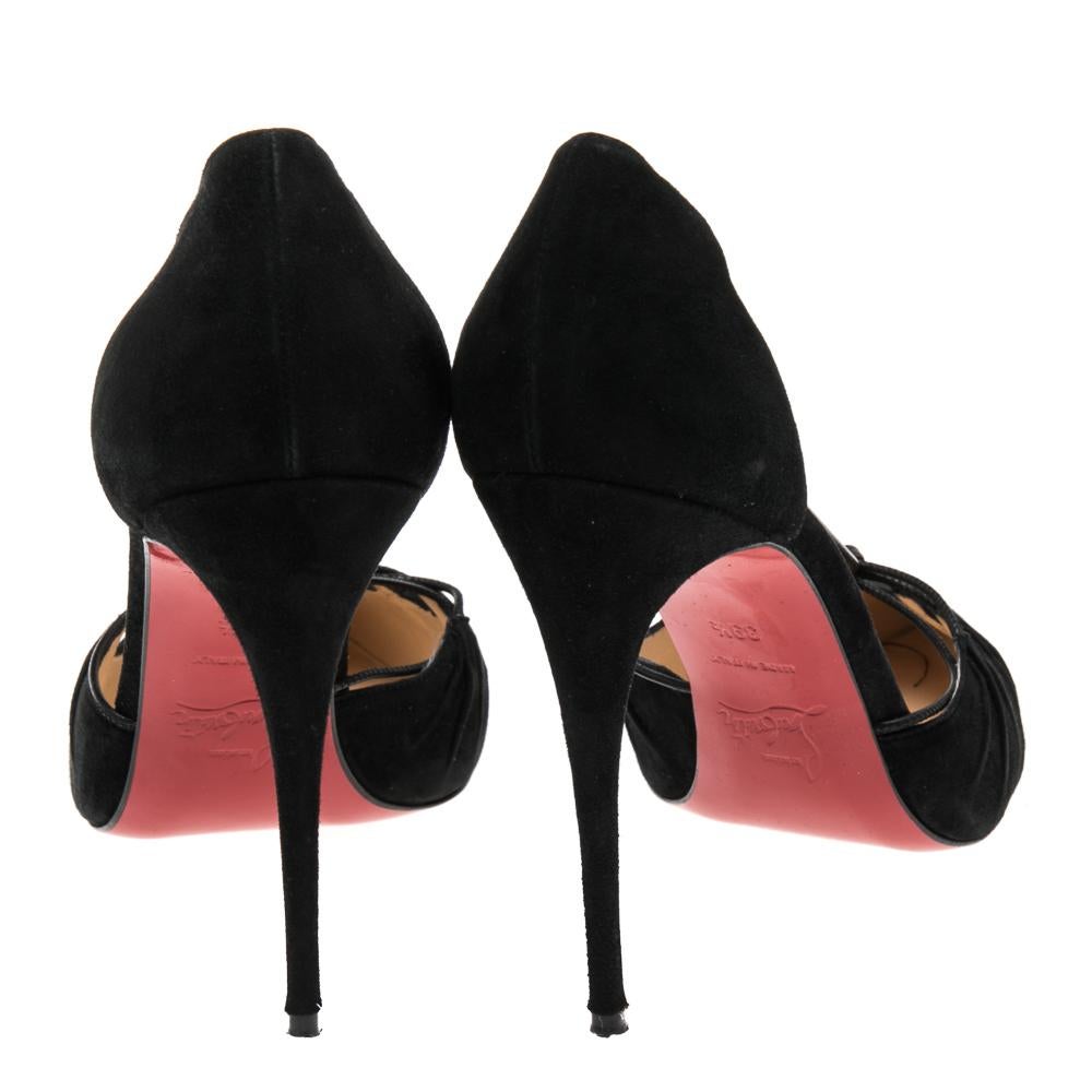 Christian Louboutin Black Suede Riri Pointed Toe Pumps Size 39.5 For Sale 3