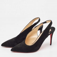 Christian Louboutin Black Suede Rivafish Slingback Pumps Size 38