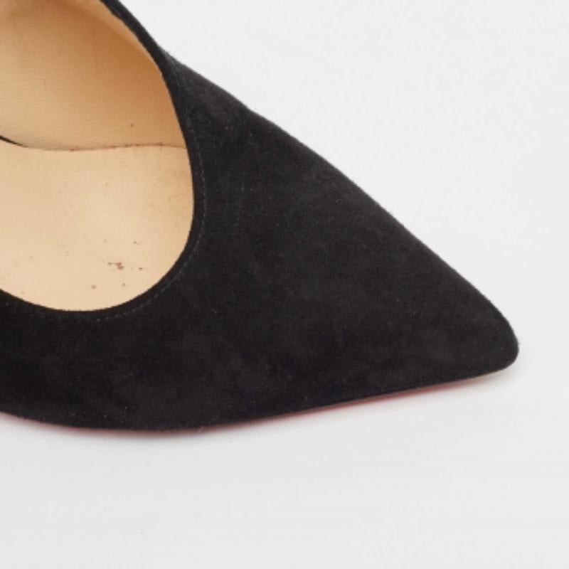 Christian Louboutin Rivafish Slingback Pumps en daim noir Taille 38 en vente 2