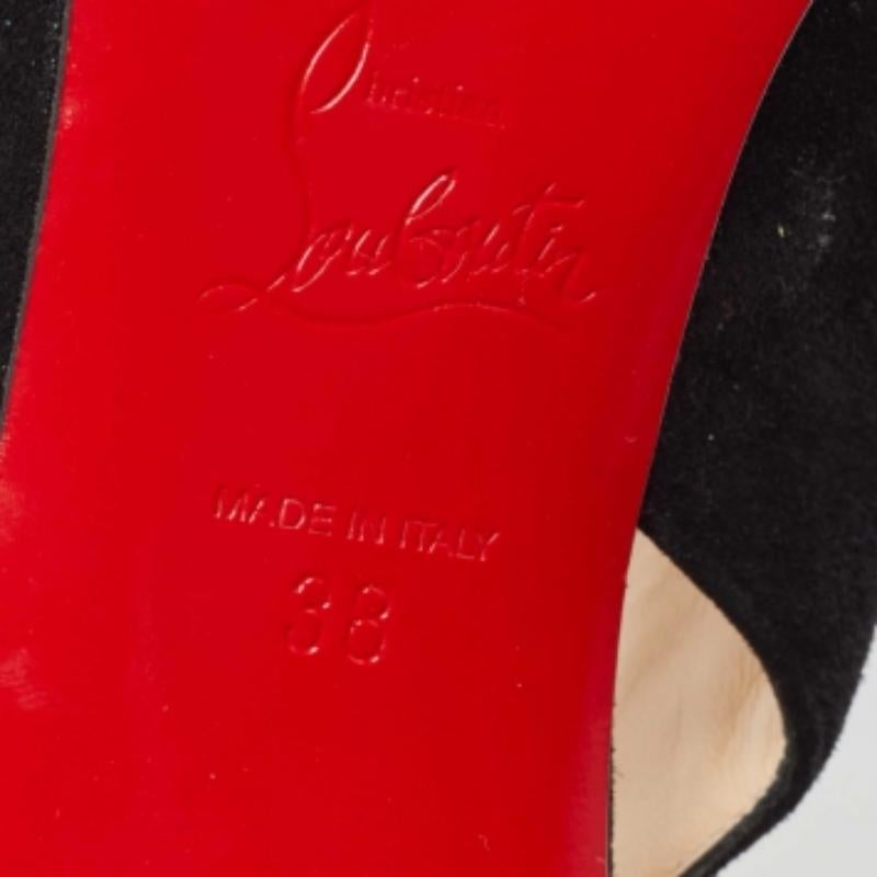 Christian Louboutin Rivafish Slingback Pumps en daim noir Taille 38 en vente 3
