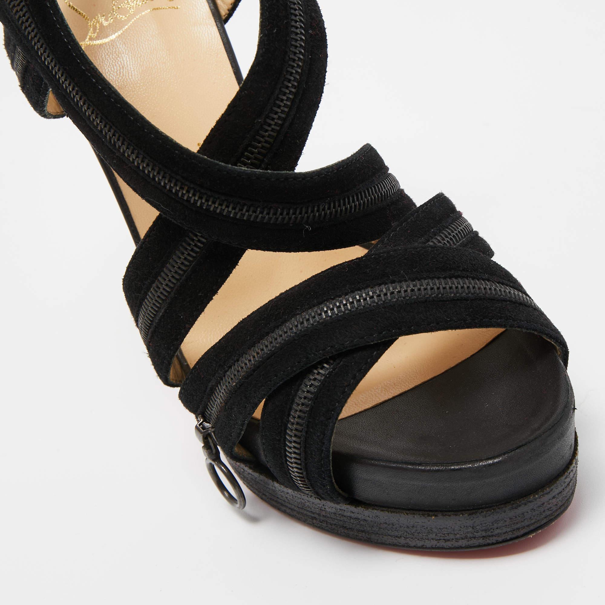 Christian Louboutin Black Suede Rodita Sandals Size 36.5 For Sale 2