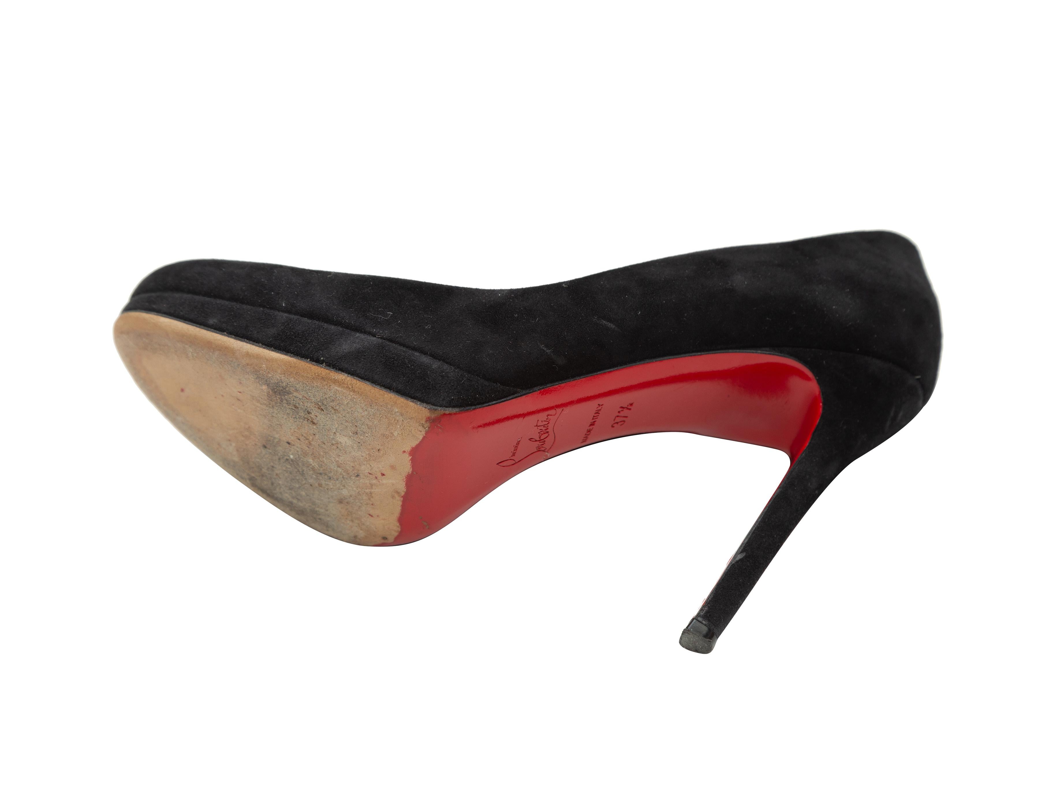 Product details: Black suede round-toe pumps by Christian Louboutin. Designer size 37.5. 4.5