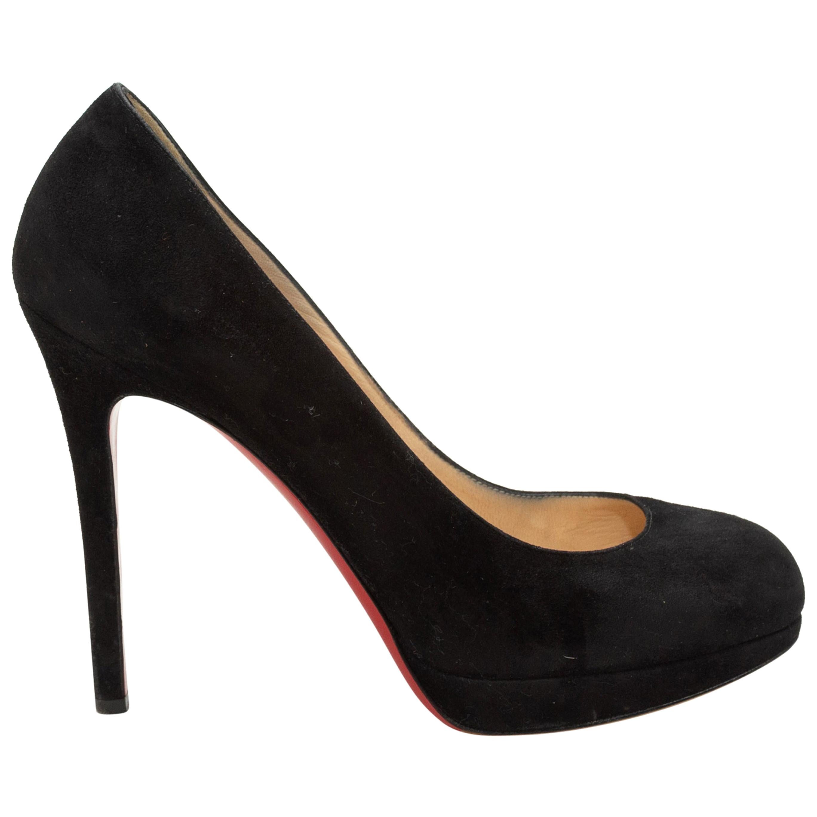 Women's Slip On Super High Heels Platform Round Toe Pumps Black Suede Party  New | eBay