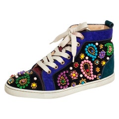 Christian Louboutin Black Suede Sneacandy High Top Sneakers Size 37