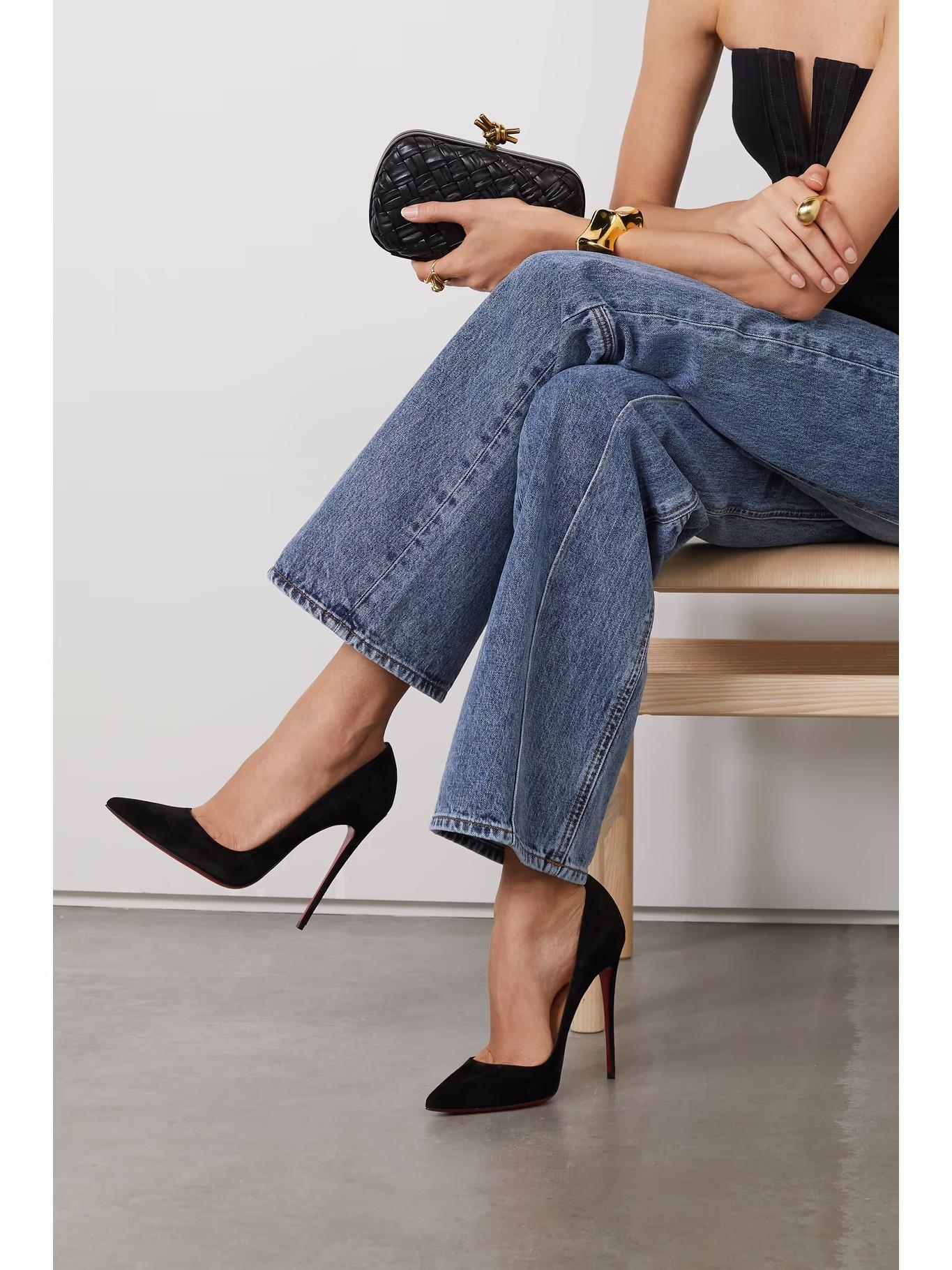 CHRISTIAN LOUBOUTIN schwarz Wildleder SO KATE 120 Pumps Schuhe 37.5 fit 37 im Angebot 4