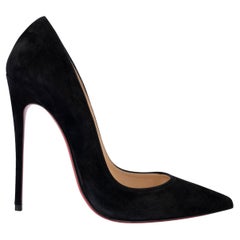 CHRISTIAN LOUBOUTIN black suede SO KATE 120 Pumps Shoes 37.5 fit 37