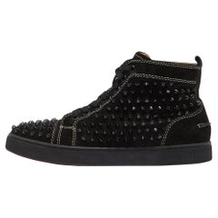 Christian Louboutin Black Suede Spike High Top Sneakers Size 40