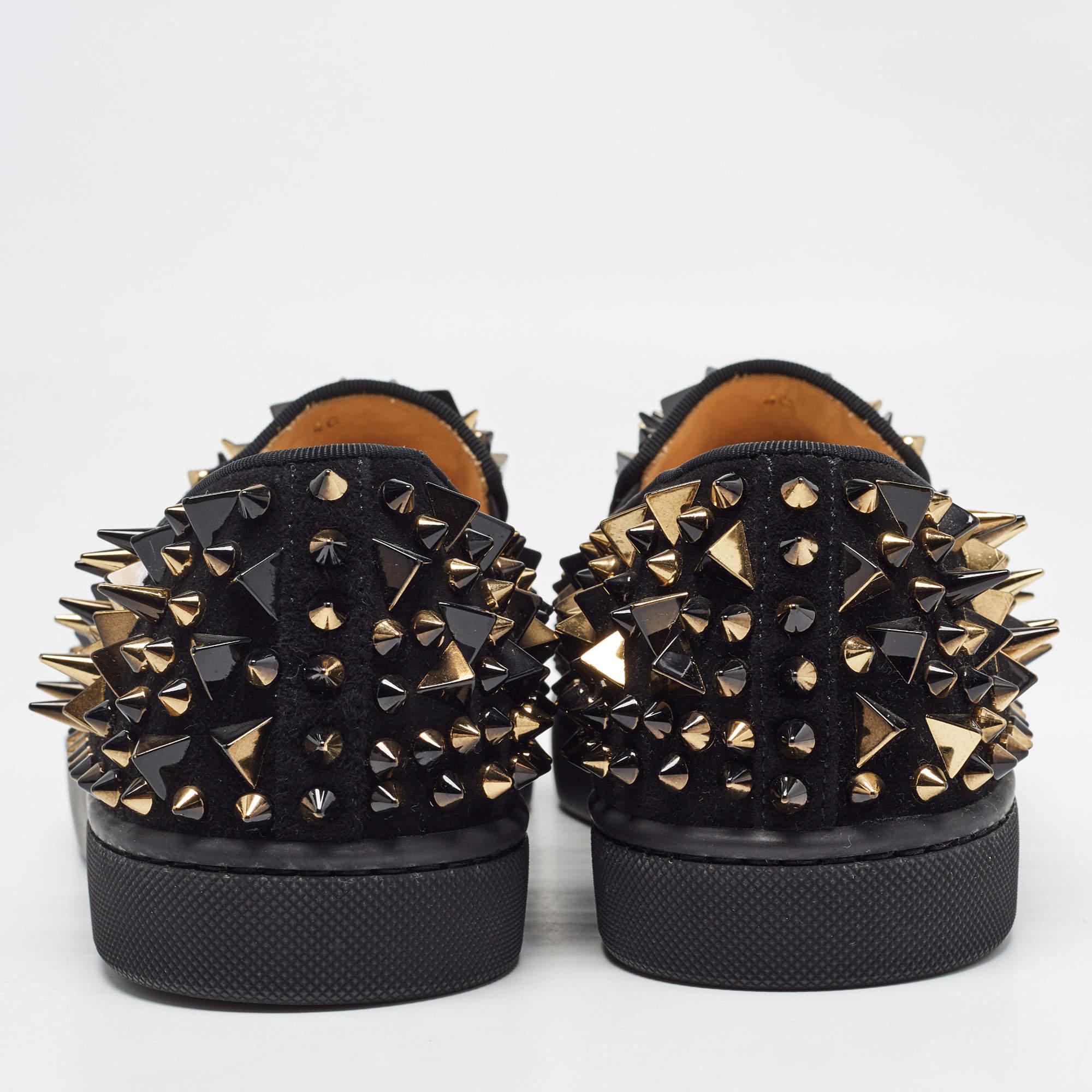 Christian Louboutin Black Suede Spike Loafers Size 40 1