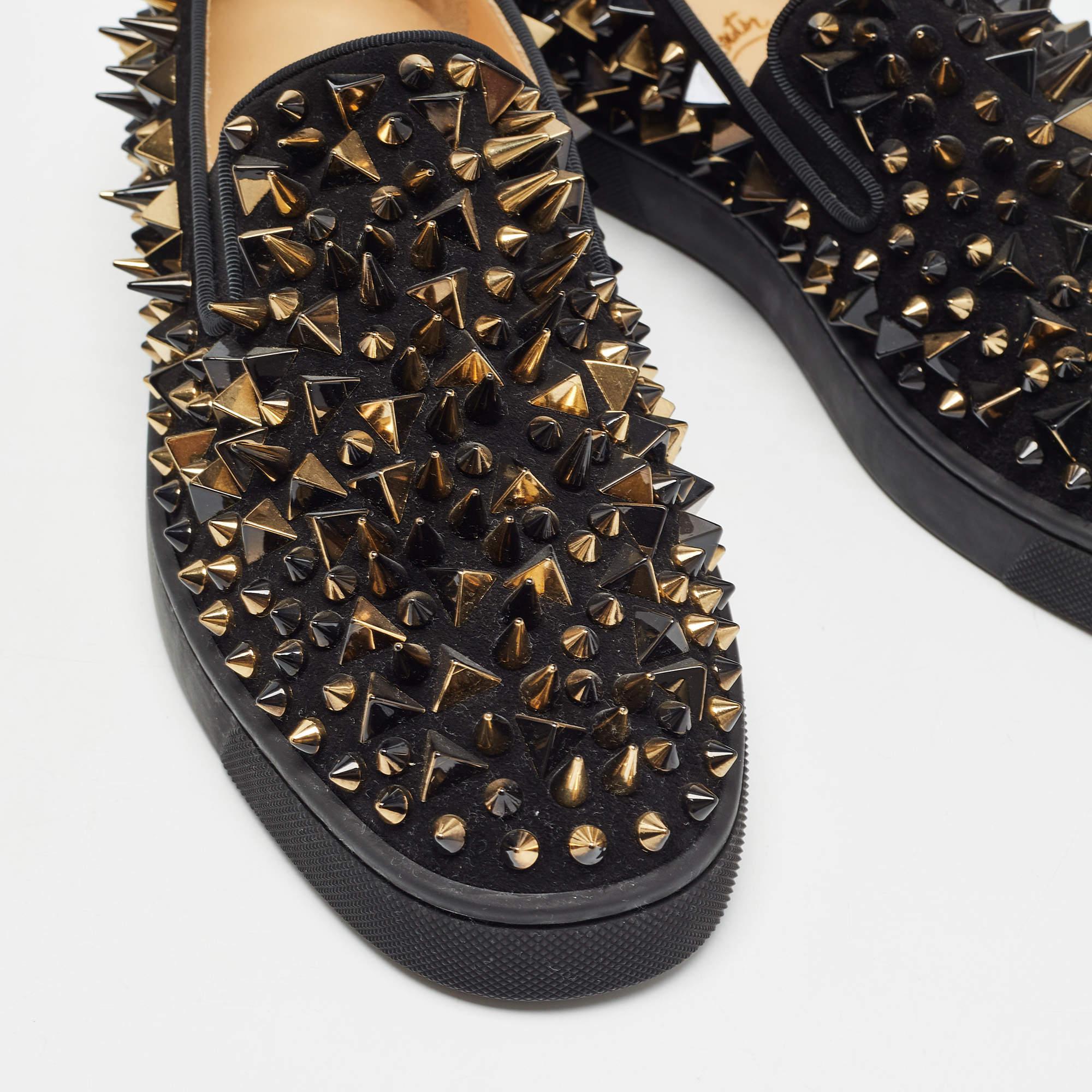 Christian Louboutin Black Suede Spike Loafers Size 40 3