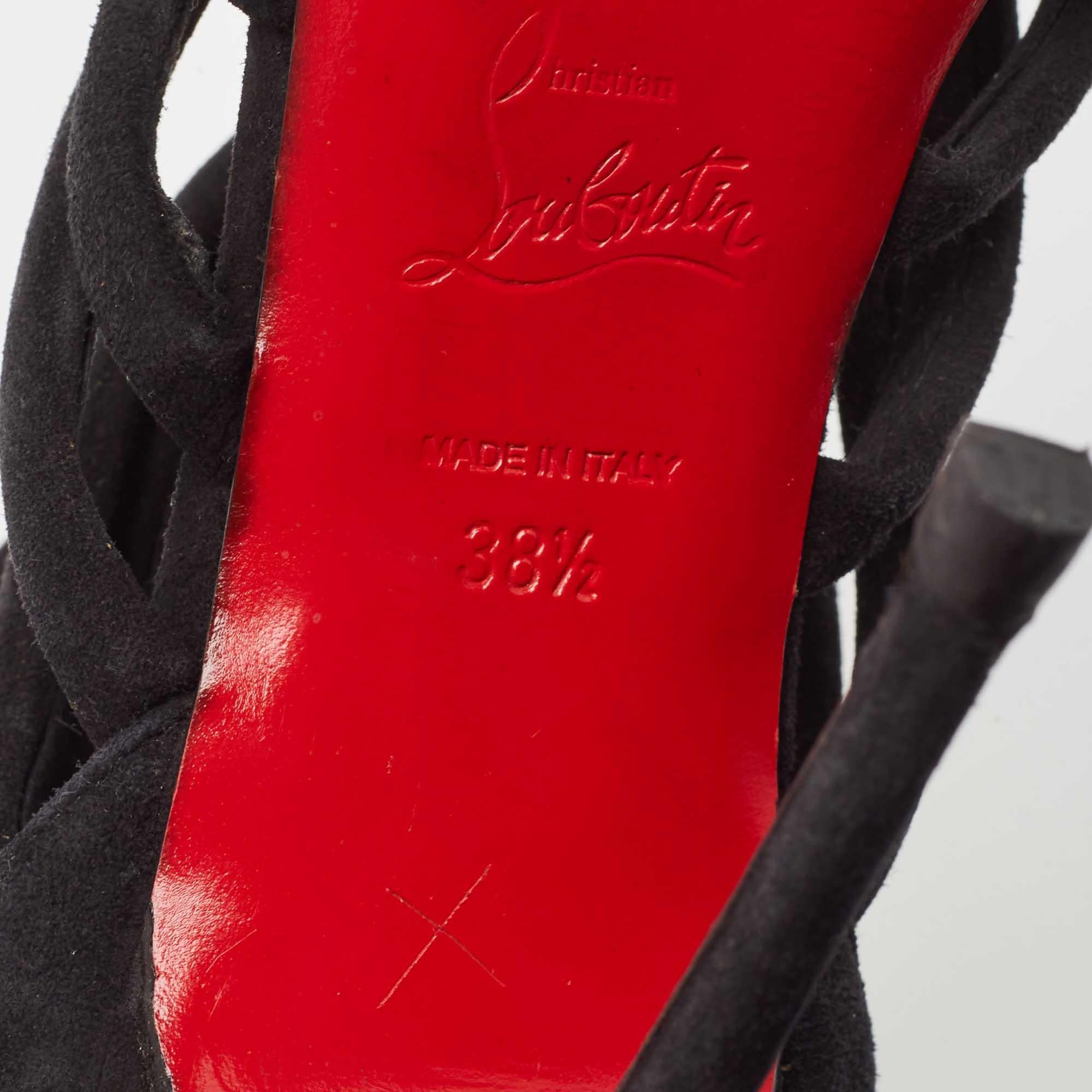 Christian Louboutin Black Suede Strappy Sandals Size 38.5 For Sale 4
