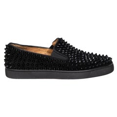 Christian Louboutin Black Suede Studded Loafers Size IT 40