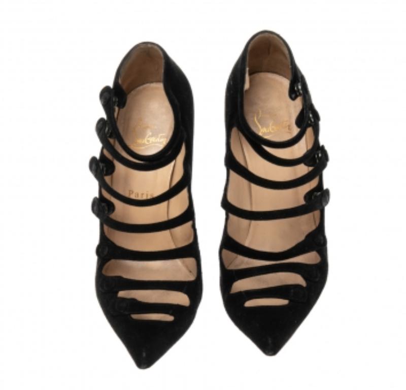 Noir Christian Louboutin - Escarpins Viennana en daim noir, taille 38.5 en vente