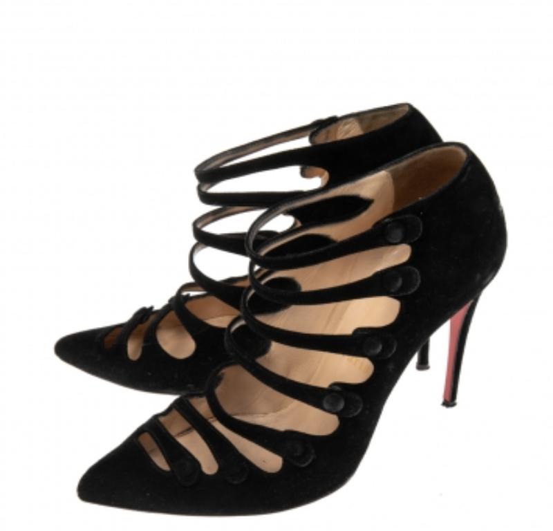 Christian Louboutin - Escarpins Viennana en daim noir, taille 38.5 en vente 2