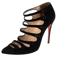Used Christian Louboutin Black Suede Viennana Pumps Size 38.5