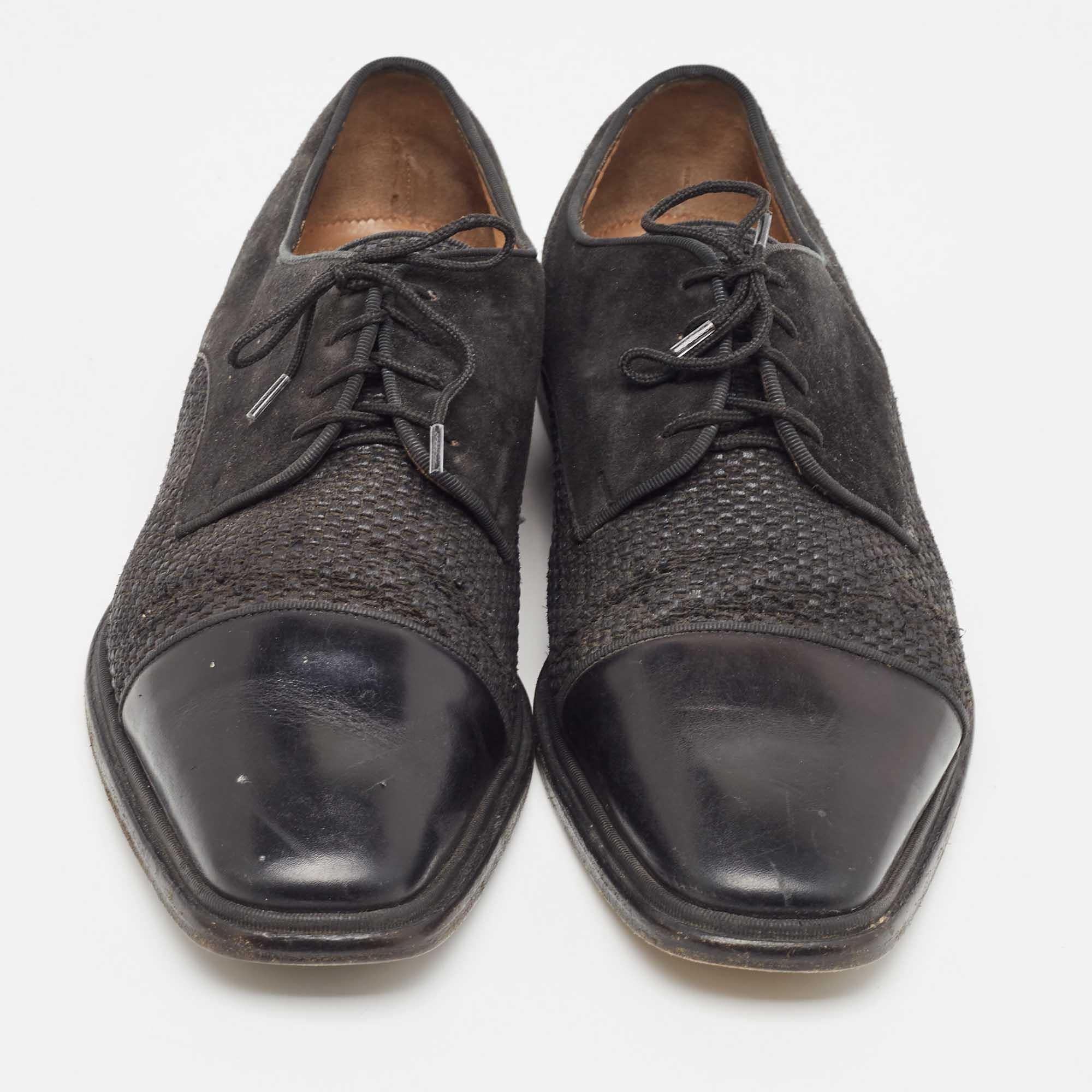 Noir Christian Louboutin Derby en daim tressé Greggo Cap Top Taille 41 en vente