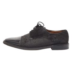 Christian Louboutin Derby in pelle scamosciata nera intrecciata con rafia Greggo CAP Taglia 41