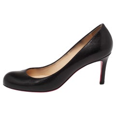 Christian Louboutin Black Textured Leather Simple Pumps Size 37