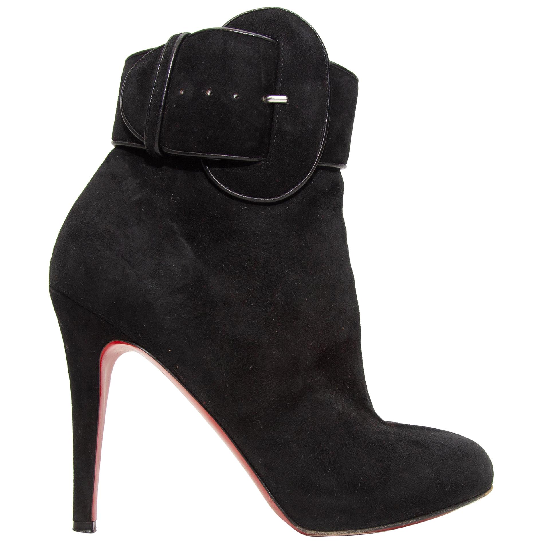 Christian Louboutin Black Trottinette Suede Ankle Boots