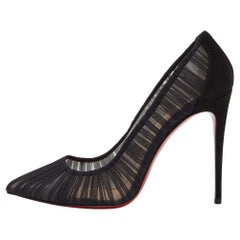 Christian Louboutin Black Tulle and Suede Follies Draperia 100 Pumps Size 39