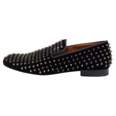 Christian Louboutin Black Velvet Dandelion Spikes Loafers Size 43