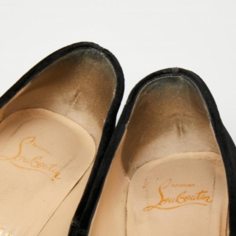 Christian Louboutin Velluto Nero Drapesse Peep-Toe Platform Pumps Taglia 36 In condizioni discrete in vendita a Dubai, Al Qouz 2