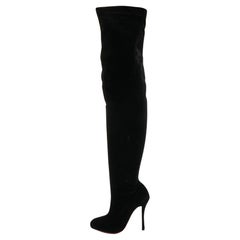 Christian Louboutin Black Velvet Knee Length Boots Size 35