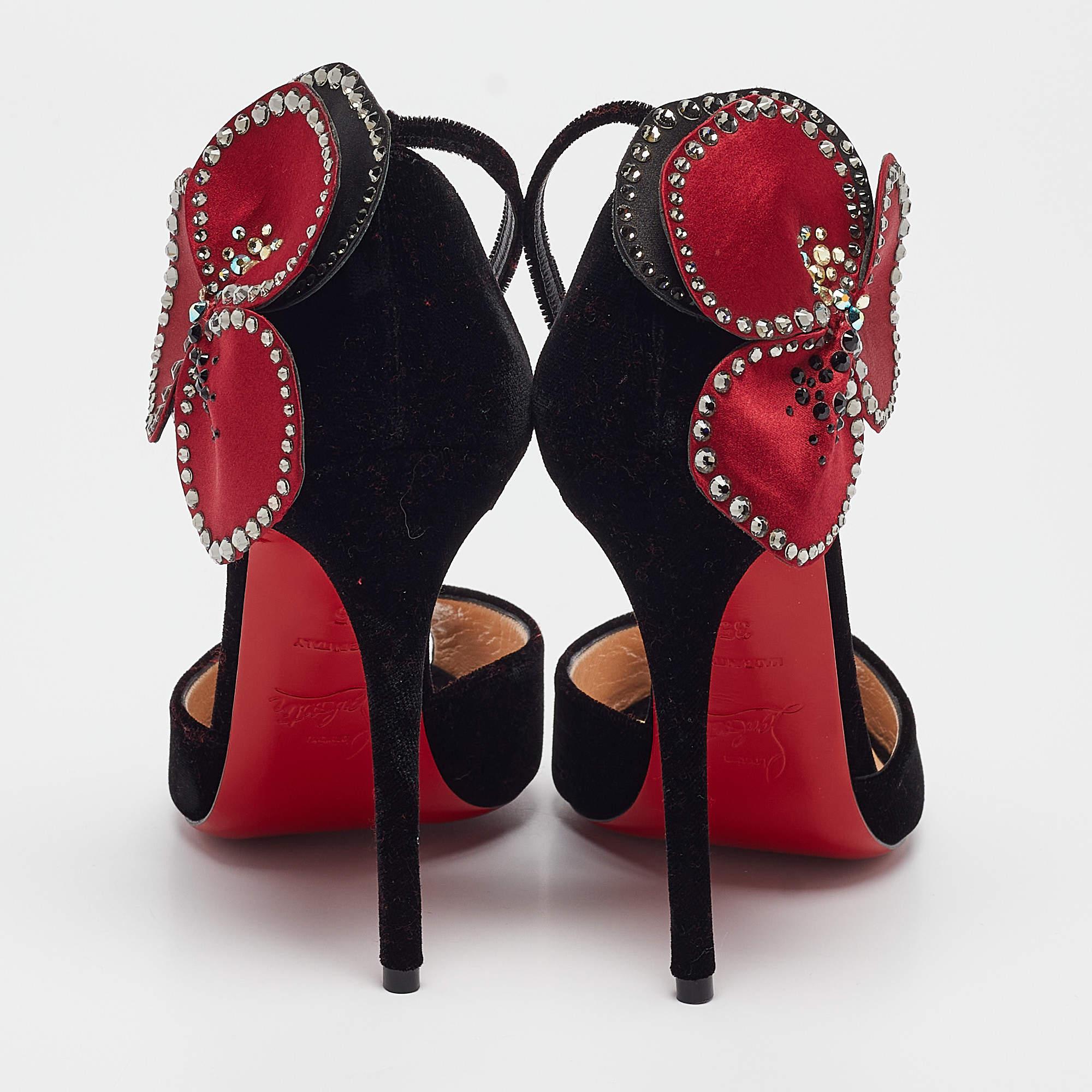 Christian Louboutin Black Velvet Pensamoi Sandals Size 35 1