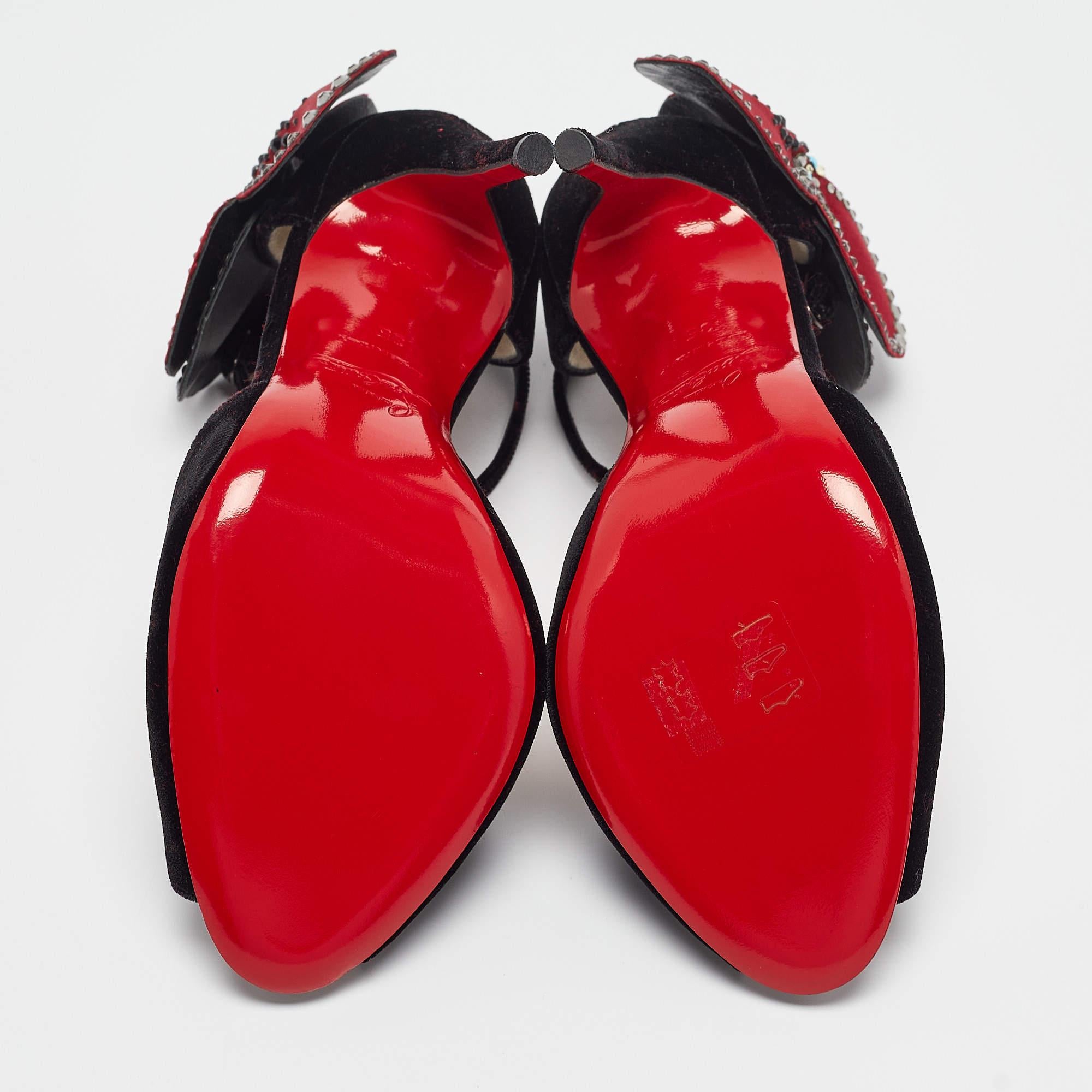 Christian Louboutin Black Velvet Pensamoi Sandals Size 35 2
