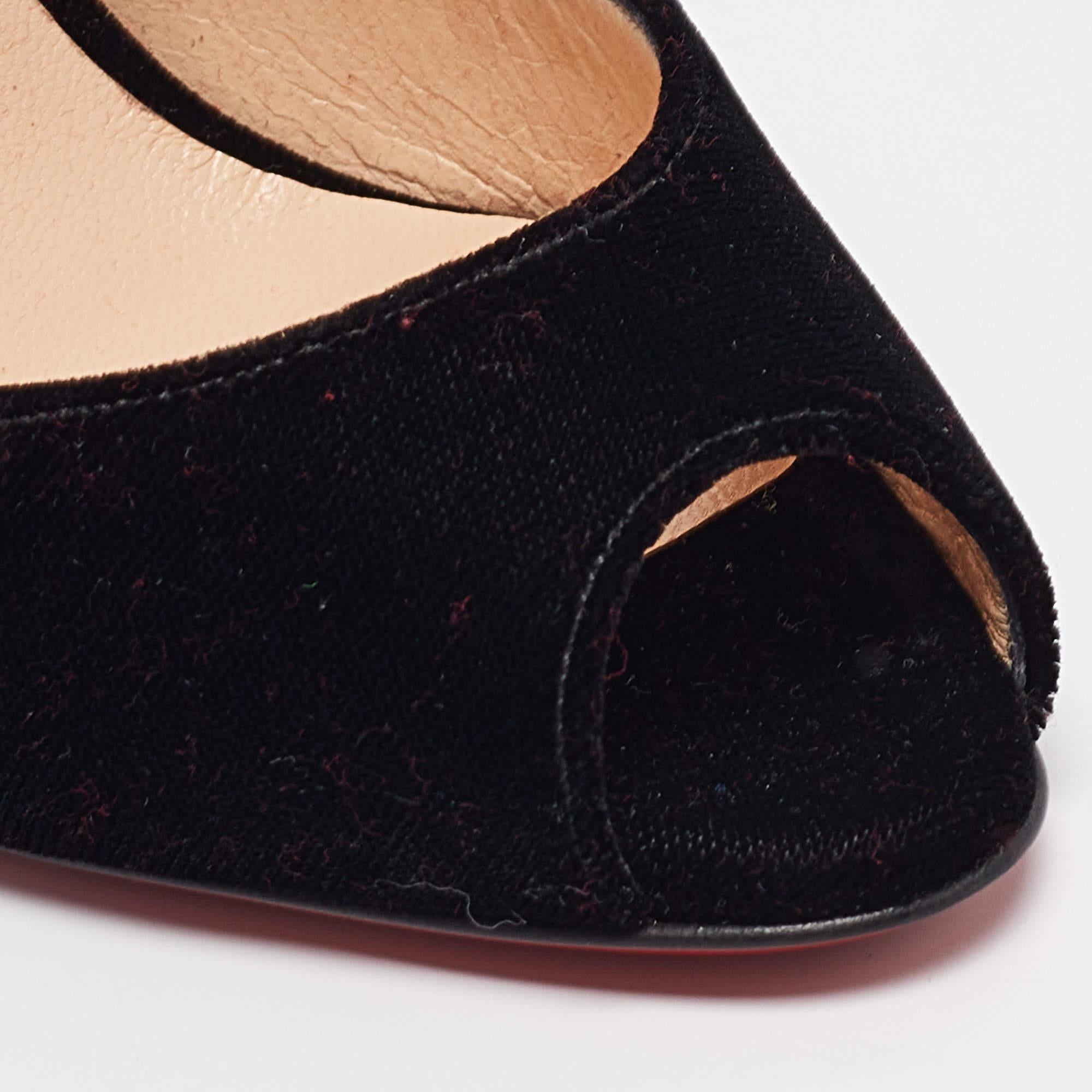 Christian Louboutin Black Velvet Pensamoi Sandals Size 35 3