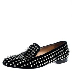 Christian Louboutin Black Velvet Rollerboy Spikes Flat Size 39