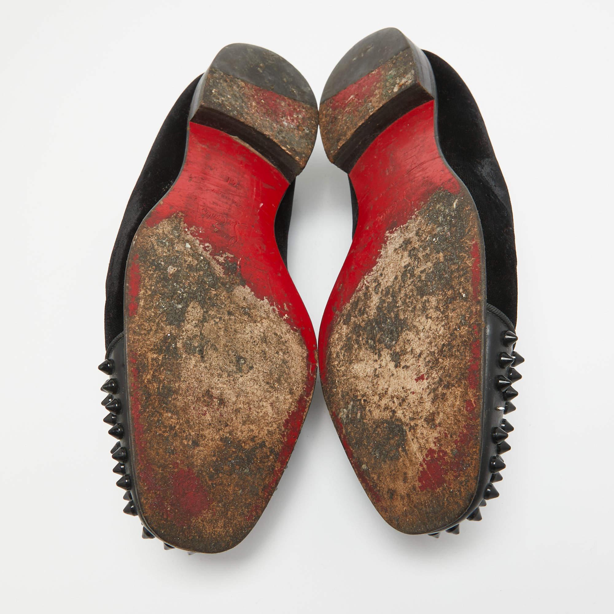 Christian Louboutin Black Velvet Spooky Spikes Smoking Slippers Size 41 For Sale 2