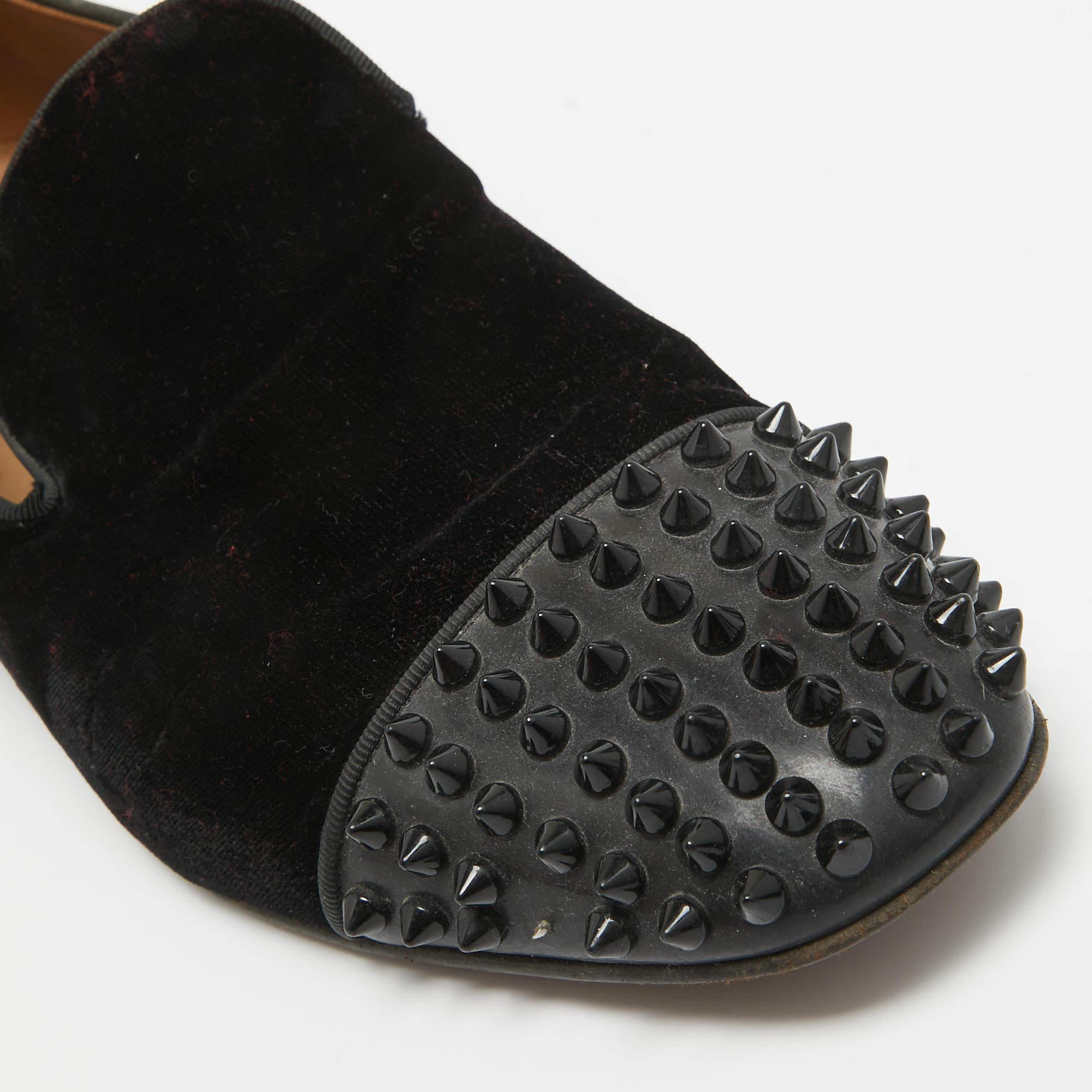 Christian Louboutin Black Velvet Spooky Spikes Smoking Slippers Size 41 For Sale 4