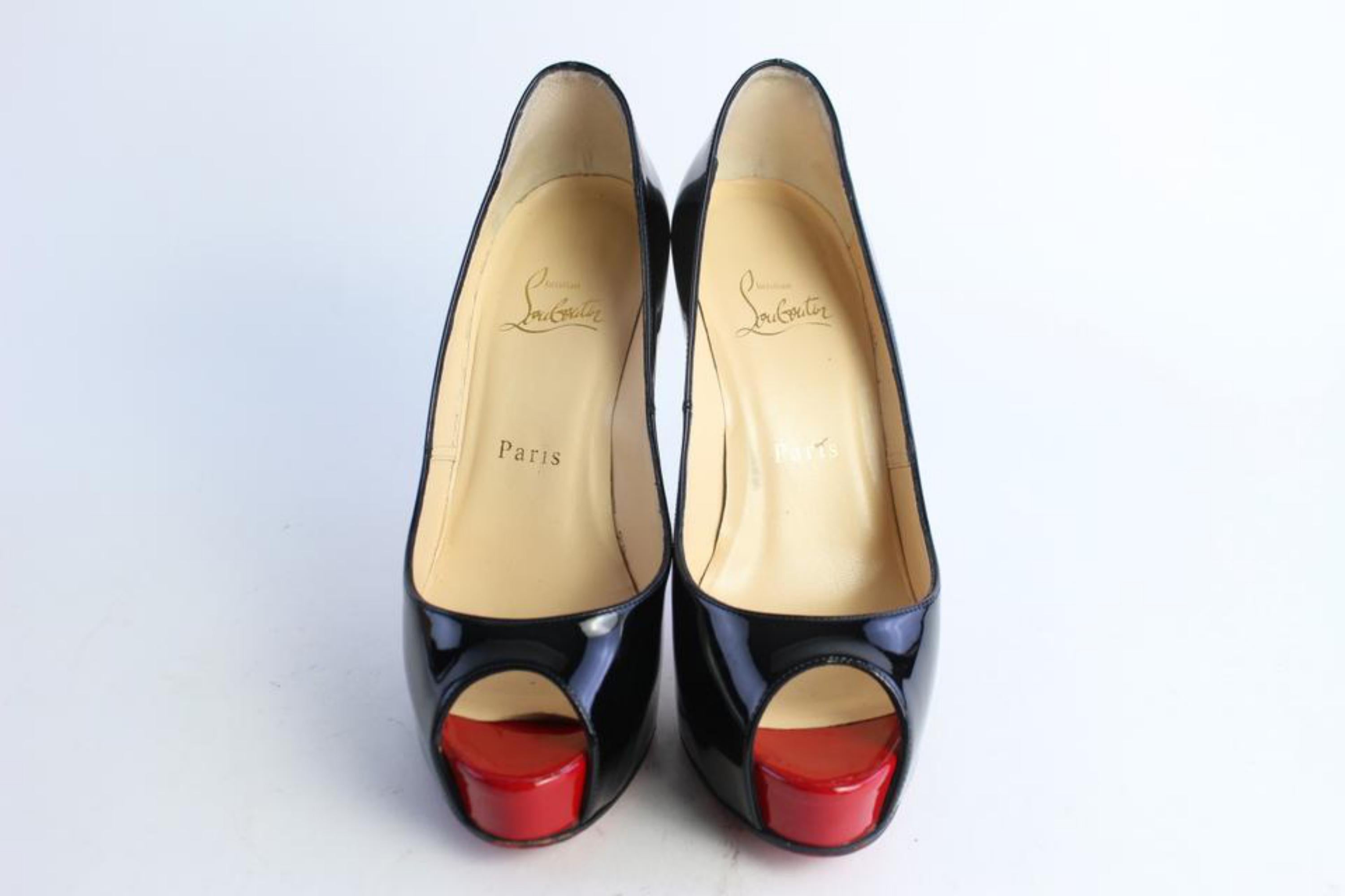 Christian Louboutin Black Vendome Open Toe Platforms 22clz0821 Pumps In Excellent Condition For Sale In Forest Hills, NY