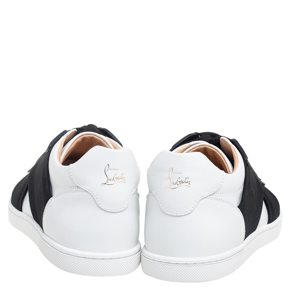 Gray Christian Louboutin Black/White Leather Elastikid Donna Sneakers Size 40