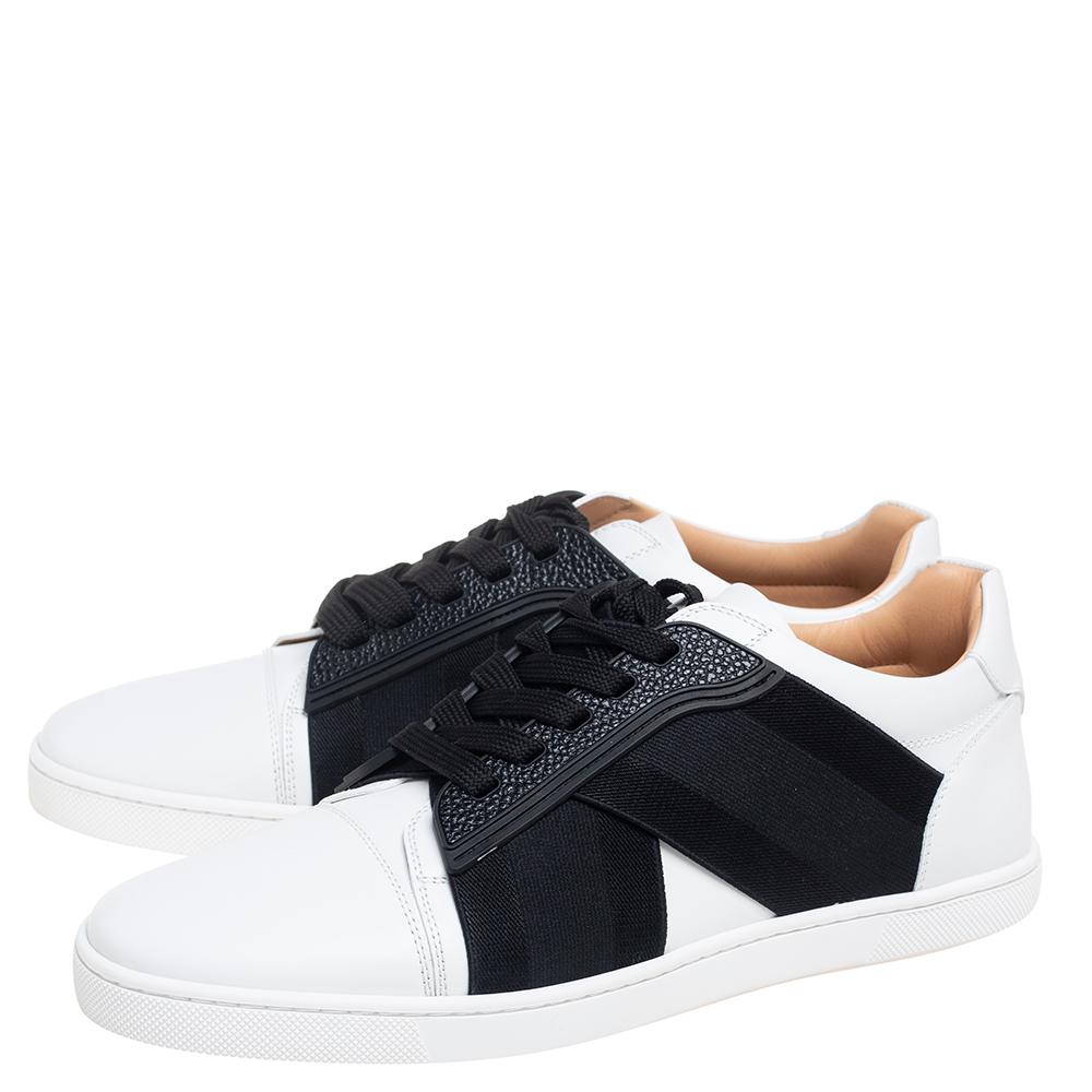 Christian Louboutin Black/White Leather Elastikid Donna Sneakers Size 40 1