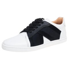 Christian Louboutin Black/White Leather Elastikid Donna Sneakers Size 40