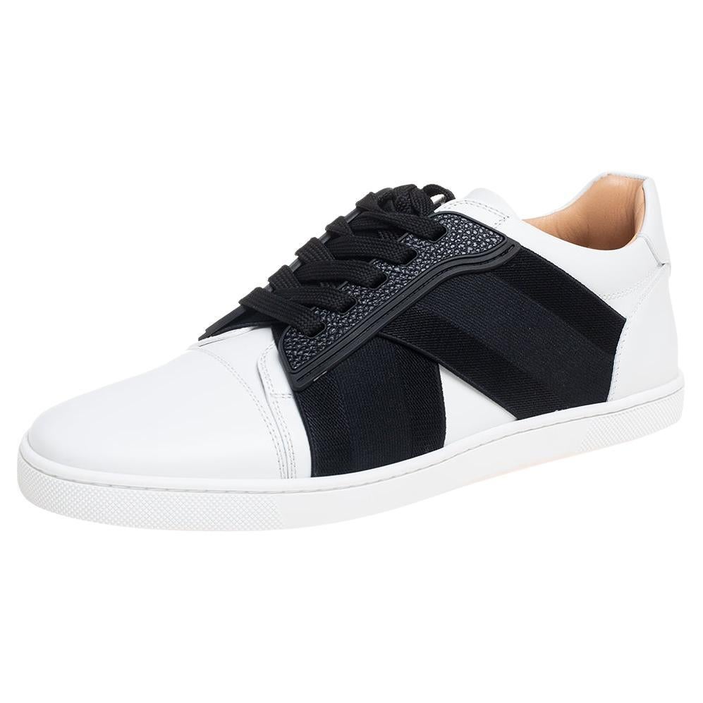 Christian Louboutin Black/White Leather Elastikid Donna Sneakers Size 40 at  1stDibs