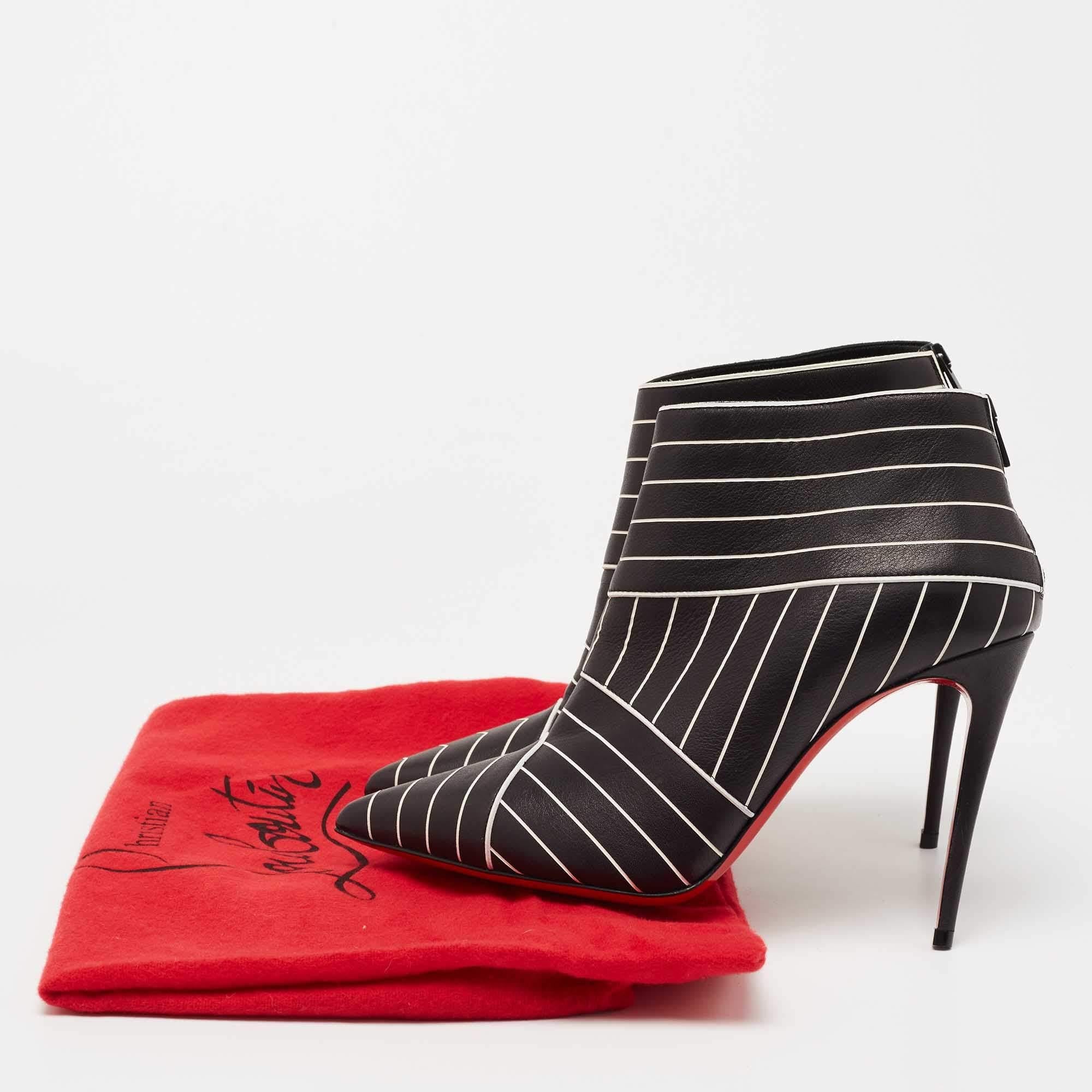 Christian Louboutin Black/White Leather Josselyn Ankle Booties Size 36 4
