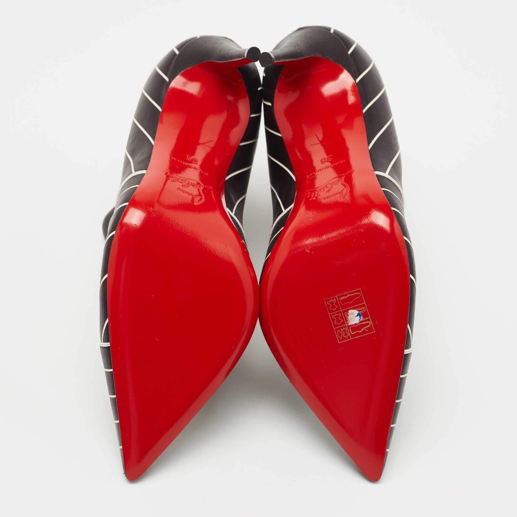 Christian Louboutin Black/White Leather Josselyn Ankle Booties Size 36 5