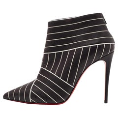 Christian Louboutin Black/White Leather Josselyn Ankle Booties Size 36