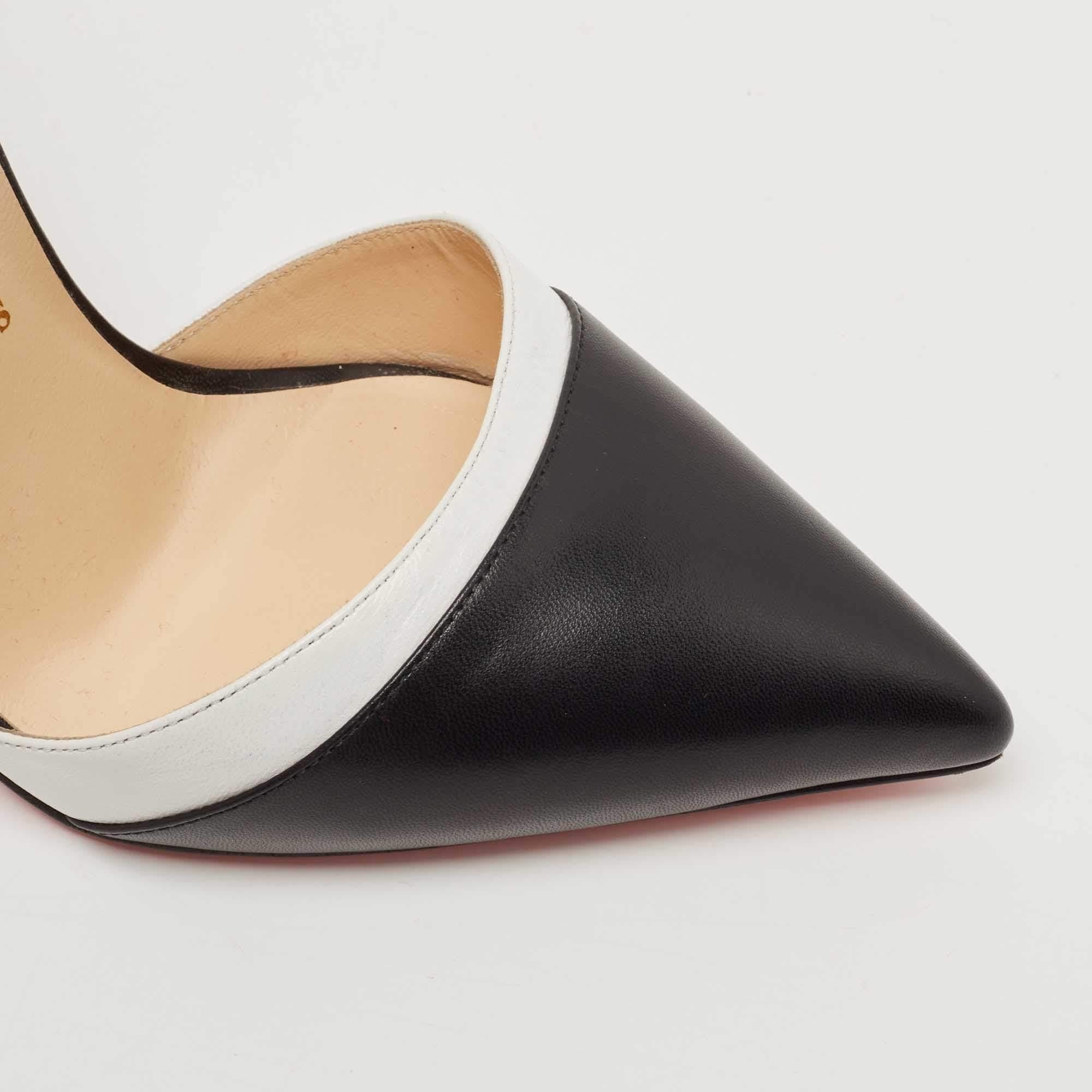 Christian Louboutin Black/White Leather Uptown Double Pumps Size 38 2