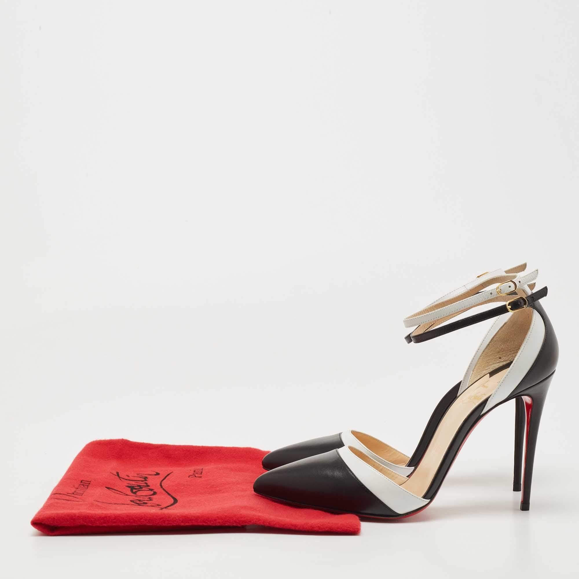 Christian Louboutin Black/White Leather Uptown Double Pumps Size 38 4