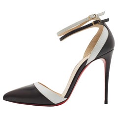 Christian Louboutin Black/White Leather Uptown Double Pumps Size 38
