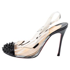 Christian Louboutin Black/White Patent Leather And PVC Epoca Sandals Size 37