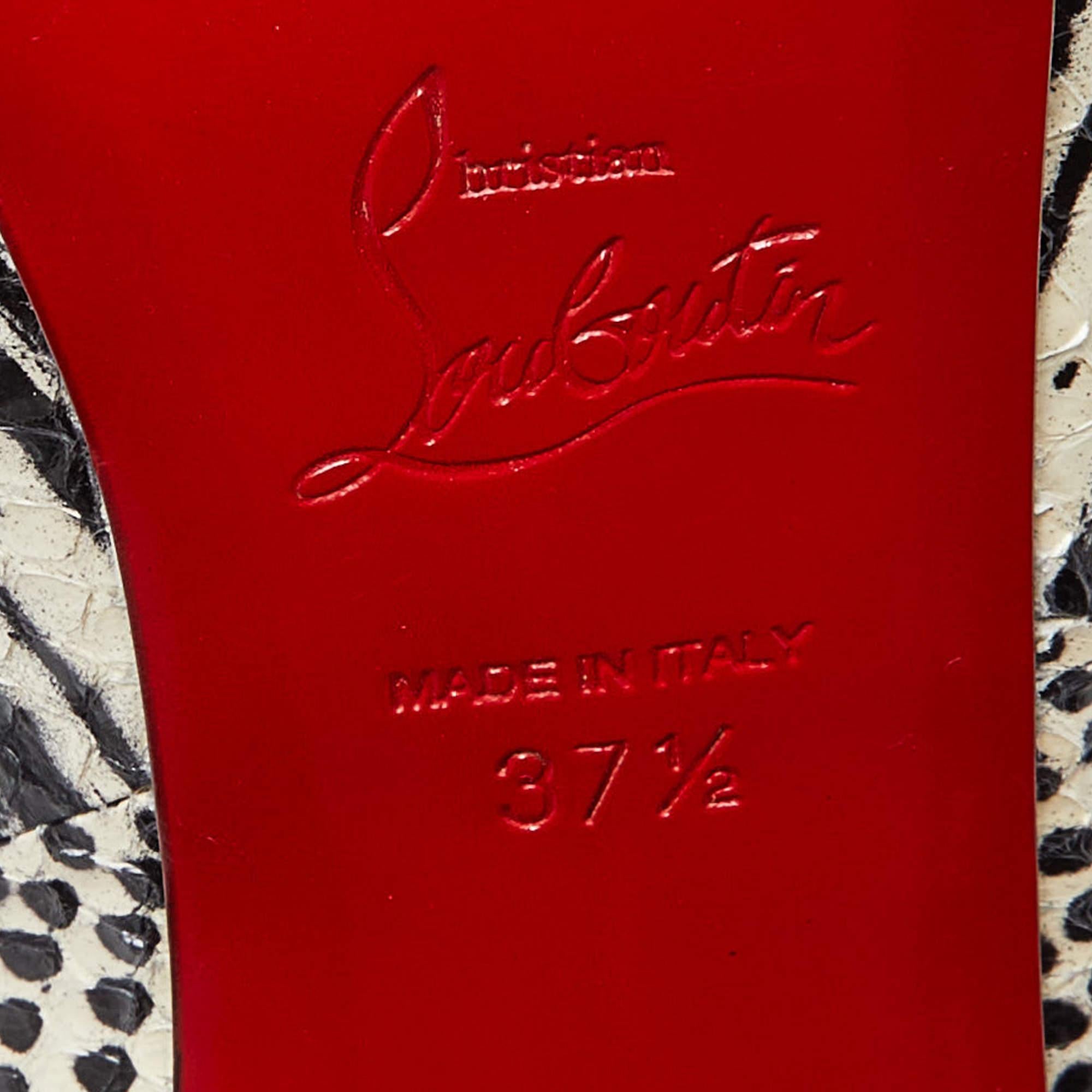 Christian Louboutin Black/White Watersnake Printed Flo Pumps Size 37.5 For Sale 3