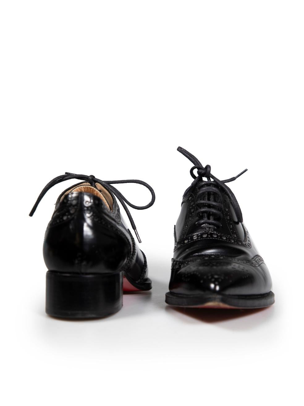 Christian Louboutin Black Zazou Brogue Oxfords Size IT 37.5 In Good Condition For Sale In London, GB